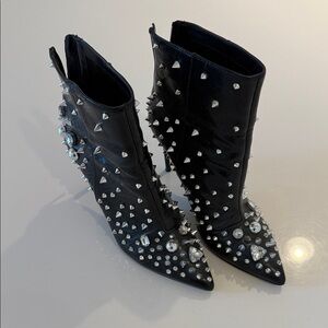 Steve Madden Black Heeled Boots with Silver Studs